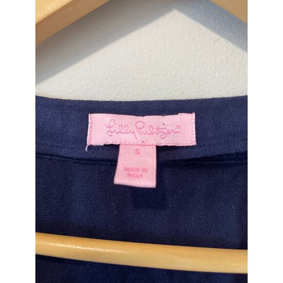 Lilly Pulitzer Women’s Valencia Beaded Cap Sleeve Too Top Navy Embellished Small - Picture 5 of 6